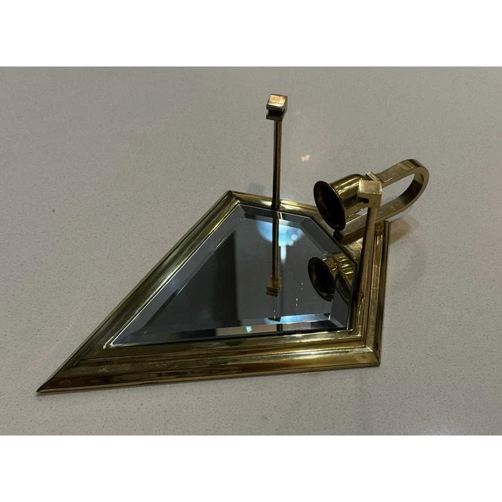 Vtg PartyLite Infinity Candle Wall Sconce‎ Brass Beveled Mirror No Front Glass
